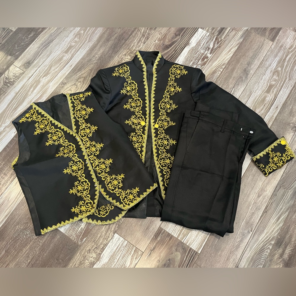 black and gold fancy suit